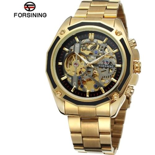 Fashion FORSINING Top Brand Mens High Quality Branded Automatic Chinese Movement Stainless Steel Bracelet Unique Watch Relojes