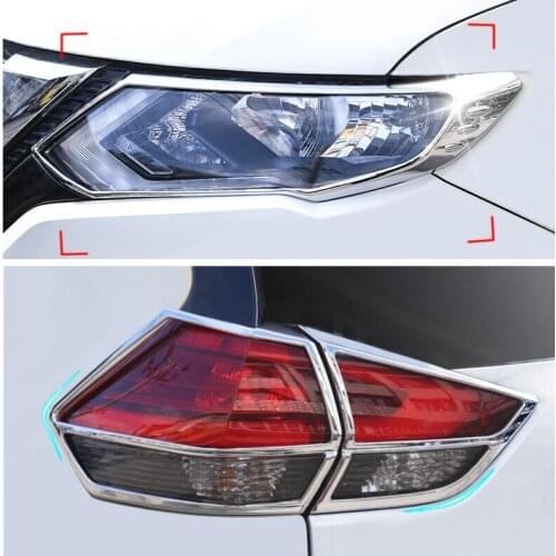 ABS Chrome Front+Rear Headlight Lamp Cover Trim Car Styling Accessories Fit For Nissan X-Trail T32 /Rogue 2017 2018 2019 2020