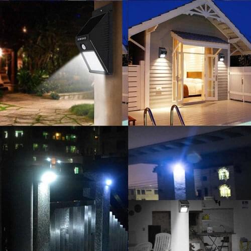 Wall Light Solar Waterproof Motion Sensor Security Outdoor Light 270 Degrees Wide Angle Of 3 Modes Suitable For Garden 5z
