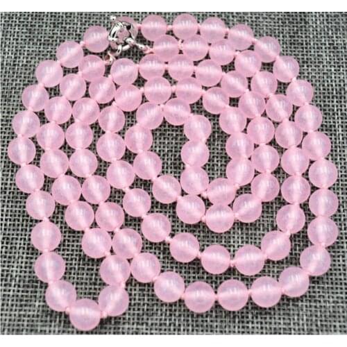 Genuine Natural 8mm Pink Rose Quartz Round Gemstone Beads Necklace 32
