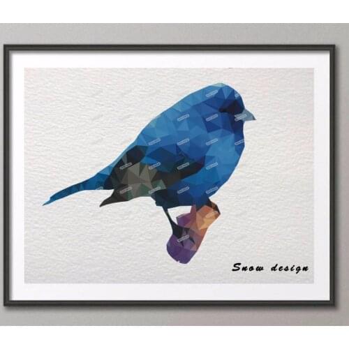 Low Poly Geometric Coral Blue Bird Canvas painting wall Art Poster Print Pictures living room Home Decor wall hanging sticker