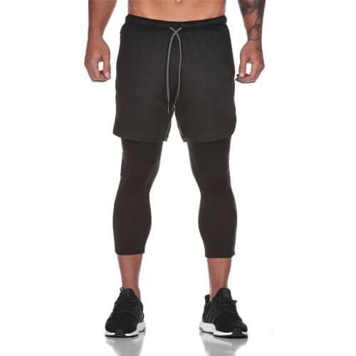 New Running Sweatpants Mens Shorts Leggings 2 in 1 Double layer Pants Gym Fitness Sport Tights Crossfit Joggers Workout Clothing