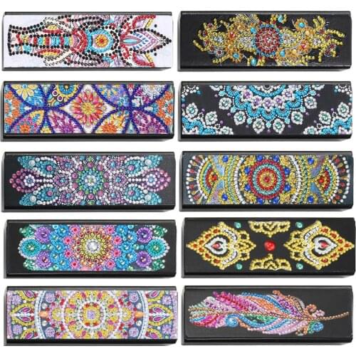 New Fine Glasses Box DIY Diamond Painting Sunglasses Case Portable Leather Glasses Storage Box Eyeglasses Box Crafts Art Gifts