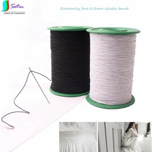 Extremely Fine Milky or Black Elastic Band For Clothing Edge or Skirt Tight Waist Sewing DIY Fine Elastic Band S0110H 0.5MM