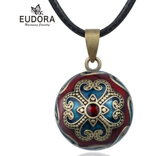 Eudora Harmony Pregnancy ball Necklace Pregnancy bola ball pendant with iris Flower Luxury baroque Jewelry for pregnant woman
