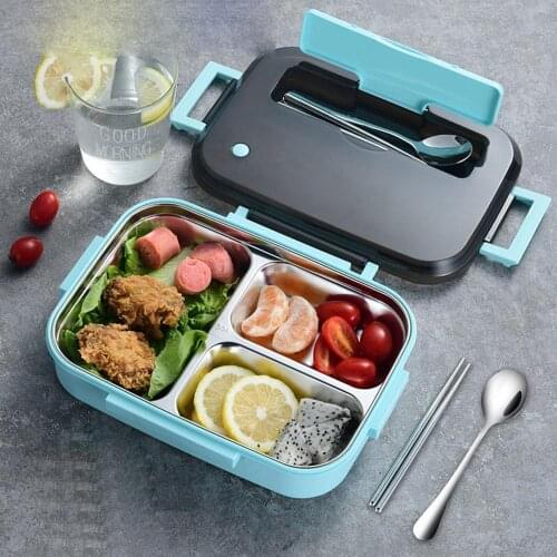 Portable 304 Stainless Steel Lunch Box New Hot 3/4 Section Design Food Plate Bento Box Kitchen Leakproof Food Container