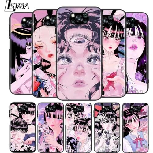 Shintaro kago Horror cartoons for Xiaomi Poco X3 NFC X2 M3 M2 F2 Pro C3 F1 A2 Lite A1 Mix3 Play Silicone Soft Black Phone Case