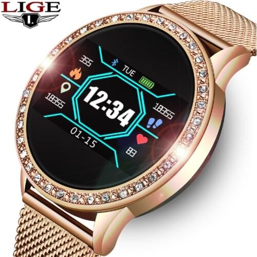 LIGE Ladies Smart Watch Women Blood Pressure Heart Rate Monitor Fitness tracker Sport Smart Band Alarm clock reminder Smartwatch