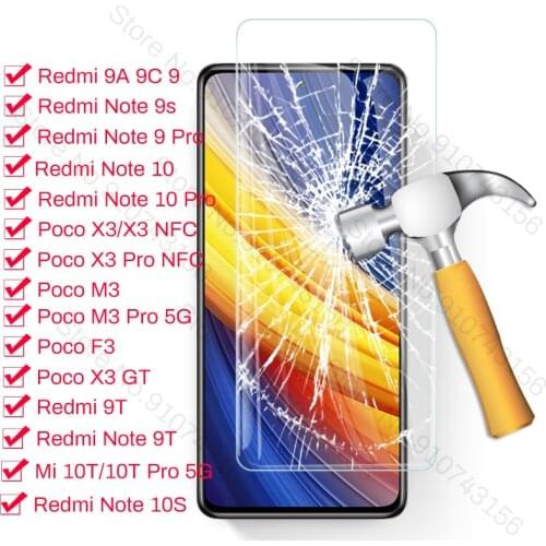 Glas Xiomi Mi 10T Glass On Poko Litte X3 X 3 M3 F3 Redmy Note 7 8 9 10 Pro Redmi Not 9S 9T 8T 9C NFC 9A 8A Glasses,Steklo,Movie