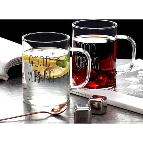 Good Morning Glass Water Bottle Heat-Resistant Juice Container Beverage Jugs Flower Tea Pot Milk Cups Home Bar Drinkware