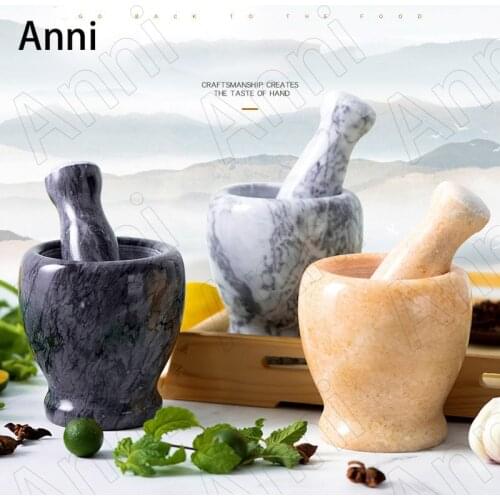 Natural Marble Mortar and Pestle Nordic Modern Spices Garlic Medicinal Materials Mashed Gadgets Kitchen Accessories Home Decor