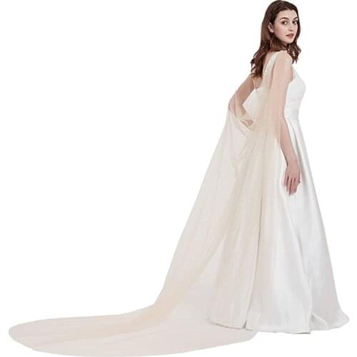 Bridal Cloak Cape Veils Bolero Tulle Long Wedding Shoulder Veils for Brides for Wedding Dresses Champagne white Ivory Black New