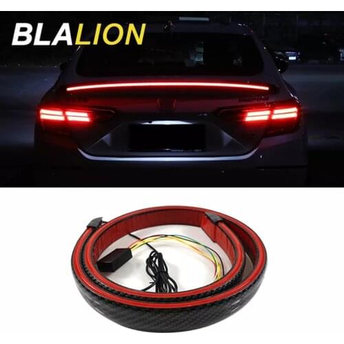 130cm LED Car Spoiler Lights Brake Lamp Rear Wing Lights Strip Multifunction Rear Spoiler 12V Stop Brake Lights Turn Signal Lamp