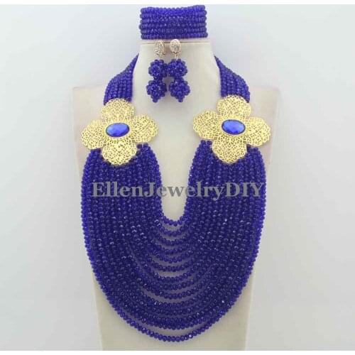 Splendid Statement Necklace African Beads Jewelry Sets Nigerian Wedding Crystal Jewelry Set Womens Jewellery Set W12324