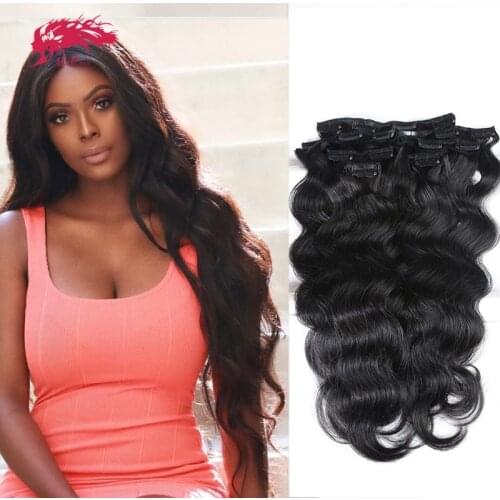 Body Wave Clip In Human Hair Extension Natural Black / Blonde/ Brown Ali Queen Hair 120g Full Machine Made Brazilian Remy Hair