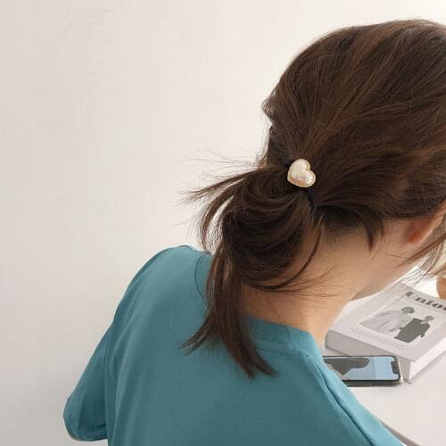 Woman Heart Pearl Hair Ties Fashion Korean Style Hairband Scrunchies Girls Ponytail Holders Rubber Band Hair Accessories