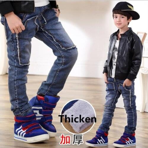 Winter Kids Clothes Children Jeans For Boys Clothing Teenage Boys Casual Trousers Denim Hole Jeans 3 4 5 6 7 8 9 10 11 12 Years