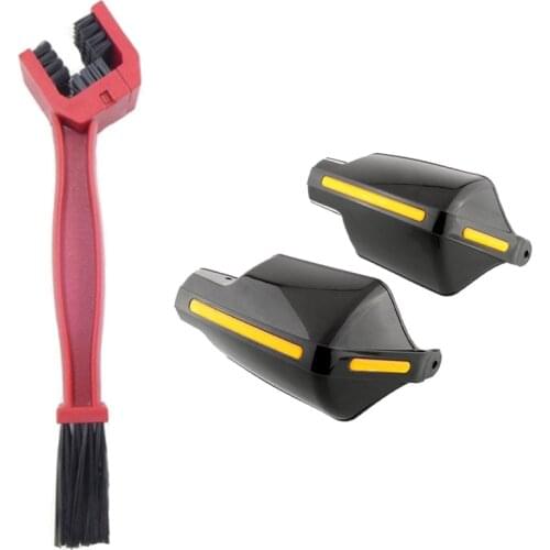 Cycling Motorcycle Bicycle Chain Crankset Brush with 1 Pair Motorcycle Hand Guards 7/8 Inch 22mm Handlebar Handguard