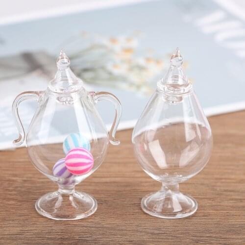 1pcs 1:12 Dollhouse Miniature Glass Candy Jar Simulation Candy Bottle Doll Model Toy