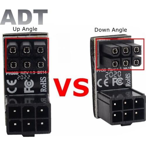 180 Degree Angled ATX 6pin Male to Female Power Adapter Connector for Desktops Graphics Card