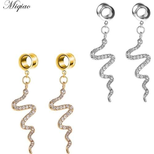 Miqiao 2pcs Fashionable and Simple Stainless Steel Wave Double Horn Ear Expander Exquisite Piercing Jewelry