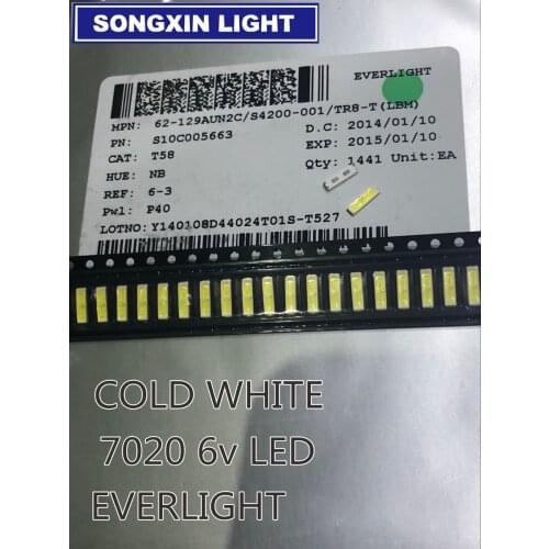 200PCS EVERLIGHT For 50PCS LED LCD Backlight TV Application LED Backlight 1W 6V 7020 Cool white LCD Backlight for TV