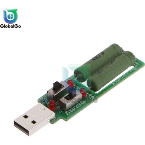 2X10W USB Mini Discharge Interface Load Resistor with Switch 1A 2A LED Battery Capacity Voltage Discharge Resistance Tester Tool