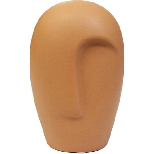 Promotion! Nordic Ceramic Face Vase,Modern Home Decoration Table Decor,Sculpture Head Planter Pot,for Flowers & Plants,Camel Col