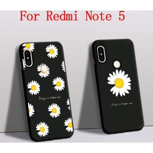 Funda For Xiaomi Redmi Note 5 case Silicone Protector Daisy Flowers Mobile phone cover For Xiaomi redmi note 5 back Cover Black