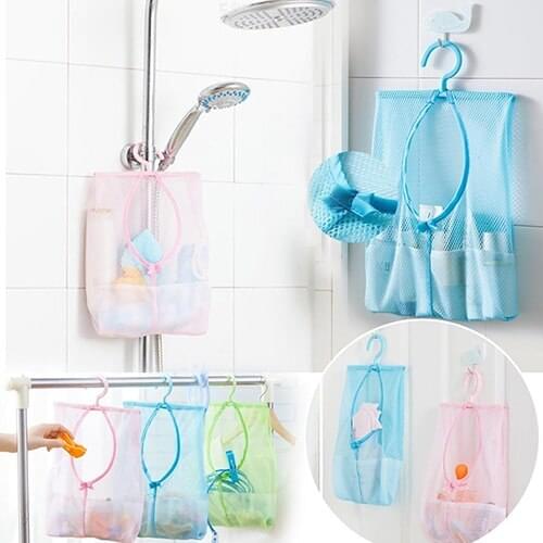 Home Kitchen Bathroom Clothesline Storage Doll Pillow Shelf Mesh Bag Organizer Bag