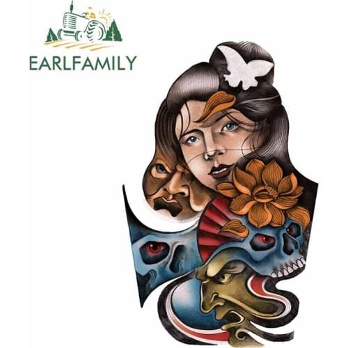 EARLFAMILY 13cm x 8.4cm For Woman Skull Body for Car Stickers Auto Car Assessoires Decal Trunk Vinyl Material For JDM SUV RV