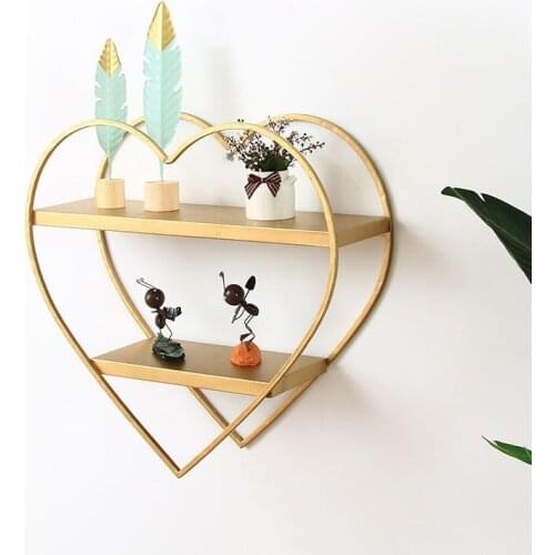 European style clothing store creative storage rack heart-shaped iron wall shelf simple modern coffee shop wall hanging