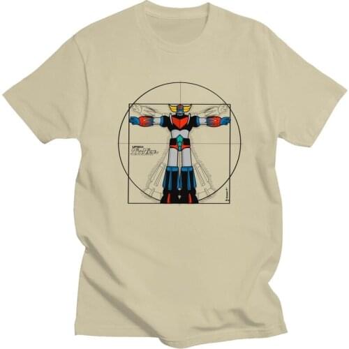 UFO Robot Grendizer Vitruvian Man T Shirt Men Short Sleeved Soft Cotton T-shirt Leisure Goldrake Anime Tee Streetwear Tshirt
