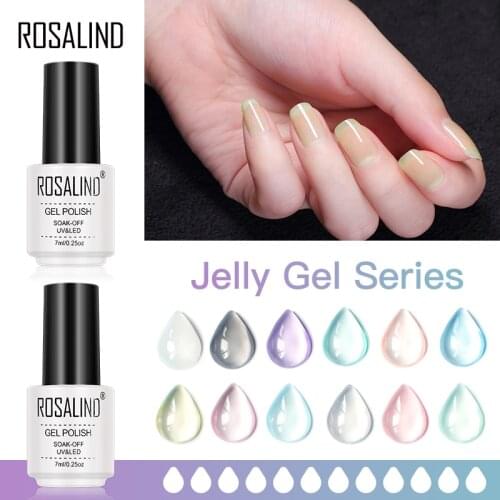 ROSALIND Jelly Gel Nail Polish Soak Off Nails Art Hybrid Varnishes UV Gel Lacquer All For Manicure Semi Permanent Base And Top