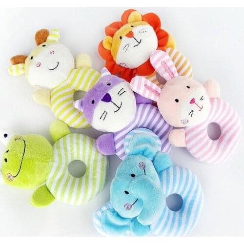 Newborns Infant Baby Toy Kids Gift Elephant Lion Deer Animal Shaped Catoon Hand Bell Ring Rattles Kid Plush Soft Toy