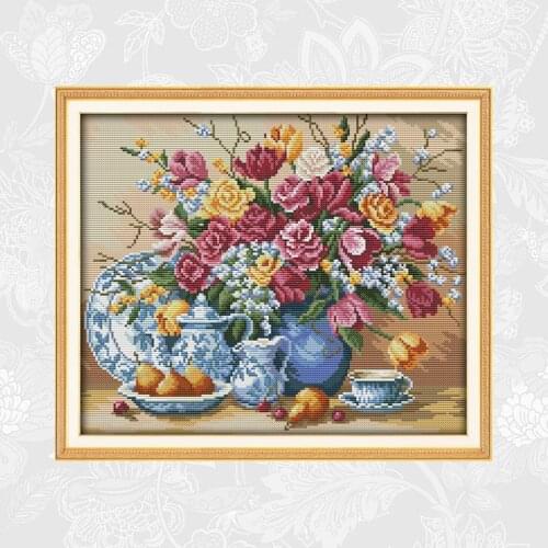 Joy sunday Fruit plate and vase patterns aida cross-stitch kits diy handwork print on canvas cross stitch embroidery needlework