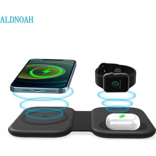 15W Magnetic Wireless 3 in 1 Charger For Apple iPhone 13 12 Mini Pro Max Fast Charging Pad For Airpods Pro Watch 6 5 4 3