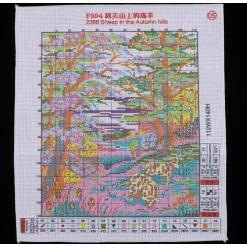 Cross Stitch Kits - Autumn Sheep 14 Count 28x33 cm Printed Canvas - Needlework