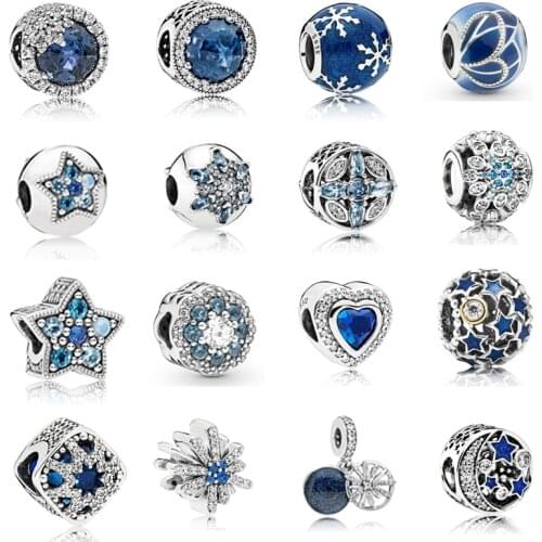 Real 925 Sterling Silver Vintage Sparkly Charms Bead Fit Original Pan Bead Bracelet& Bangles Jewelry DIY Accessories