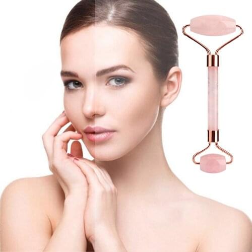 Natural Rose Quartz Roller Facial Jade Roller Stone Gua sha Scraper Face Lifting Massage Skin Eye Body Massager Beauty Care Tool