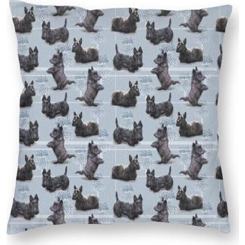 The Scottish Terrier Cushion Cover Print Scottie Dog Tartan Skye Floor Pillow Case for Sofa Fashion Pillowcase Home Decorative
