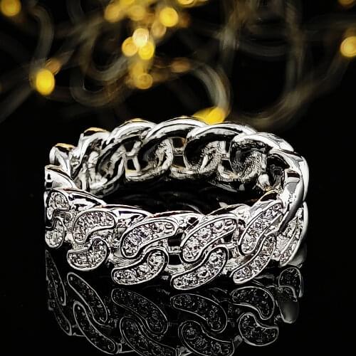 2021 New Trendy Rose Gold Silver Color Eternity Band Ring For Women Anniversary Gift Jewelry Bulk Sell R6154