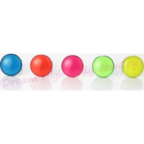 New Neon Ear Stud Cool Mens Stainless Steel Round Earrings Ear Stud 5 Colors Available 10mm Ball Pin Jewelry For Women