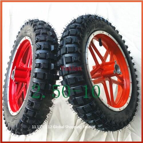 2.50-10 front or rear rim and tire cross country motorcycle 10 inch Mini cross country bicycle multi section tire