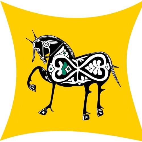 Horse pillow cover, Creative cartoon horse Small fresh Short plush throw pillow case pillowcase