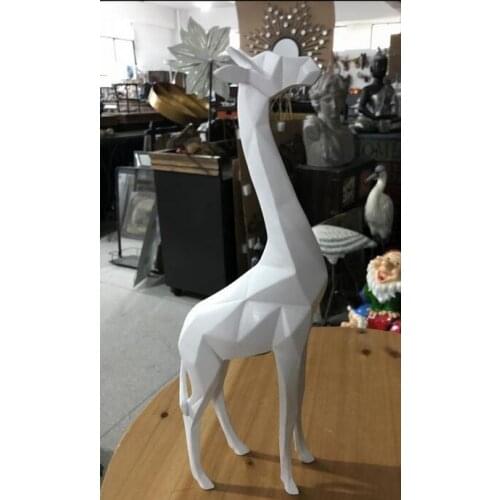 Resin stock animal garden furnishing luxury Animal Sculpture statue wholesale home counter window Deer white giraffe decoration