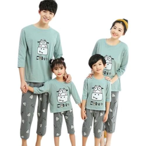 Cartoon Family Pajamas Set Christmas Summer Adult kids Pajamas set Family Matching Outfits Cotton Nightwear Sleepwear Pyjamas