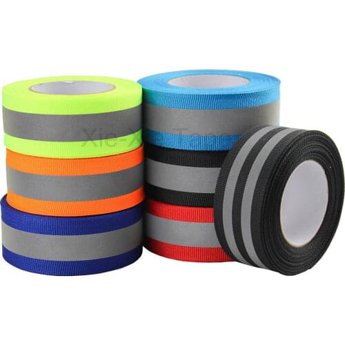 Silver Reflective Webbing Ribbon Fabric Tape For Clothing Sew On 25mm/12mm x 20meters