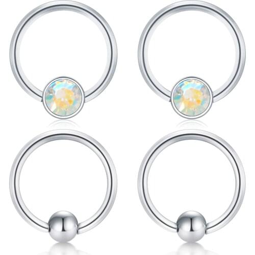JFORYOU Cartilage Hoop Helix Earrings Nose Rings Septum Hoop Stainless Steel Ear Tragus Piercing Captive Bead Rings 20G 8mm