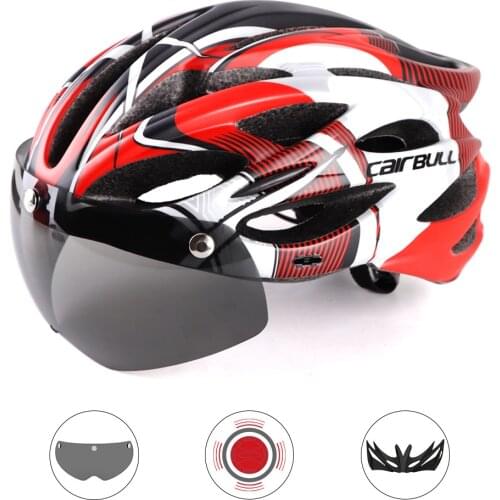 Cairbull ALLROAD Road Cycling Helmet Tail Light Integrally-Molded Helmets Ultralight Removable Visor Goggles MTB Bike Helmet